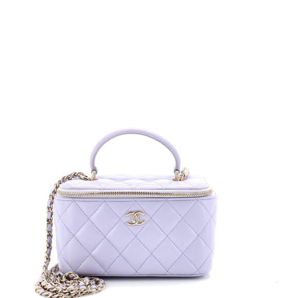 Chanel Handbags - Chanel Small Classic Top Handle Vanity Case with Chain Quilted Lambskin